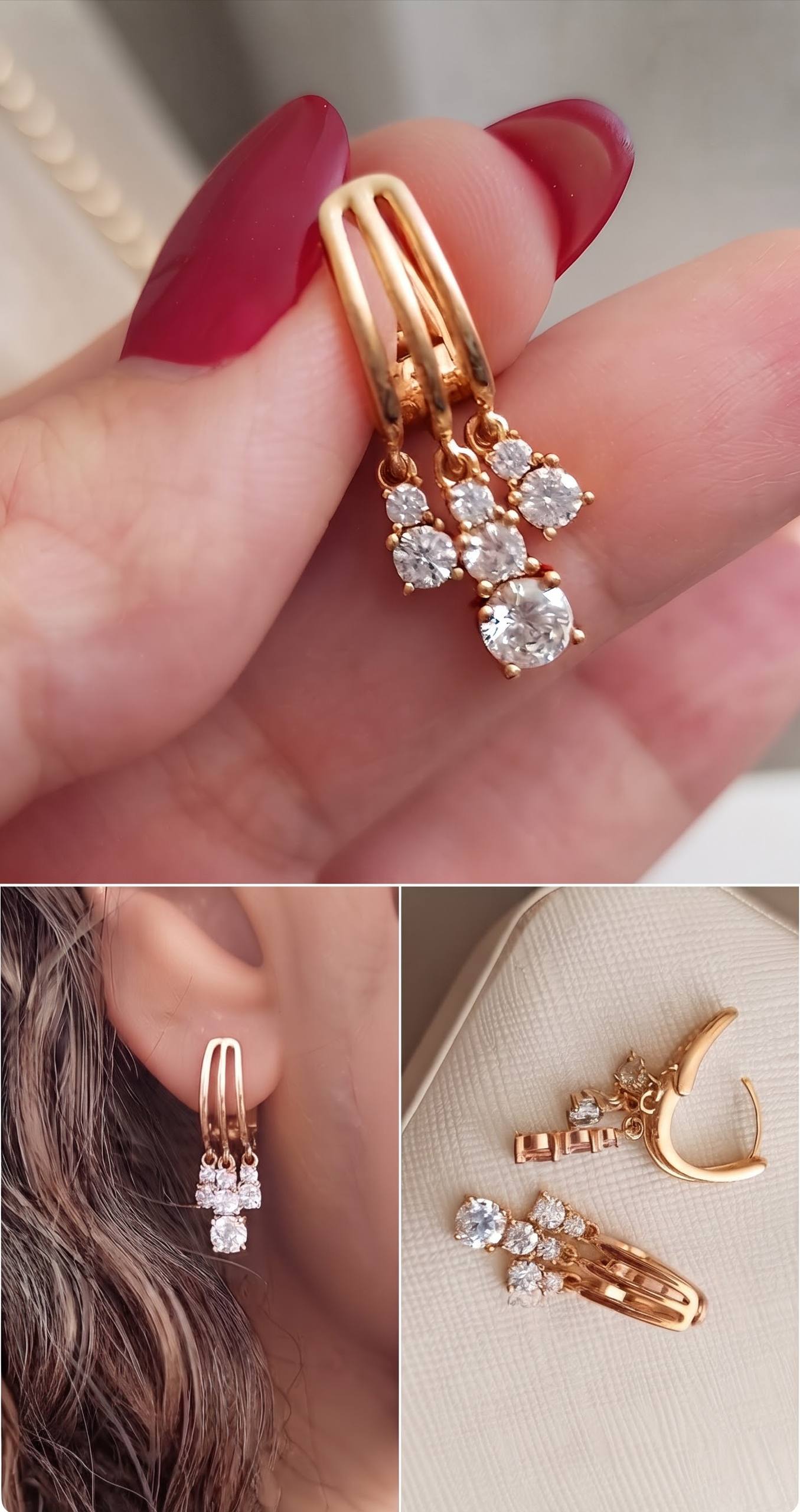 گوشواره ژوپینگ آویز نگین